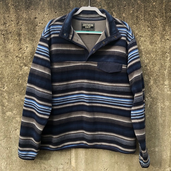 Southern Grit Other - Southern Grit Tundra Fleece Navy Stripe Pullover
